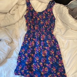 Dark blue dress with flowers from forever 21 size small